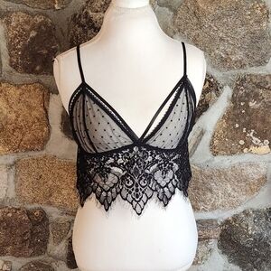 Wink Gal Womens Sheer Mesh Sexy Bralette Wireless Lace Black Sz XL